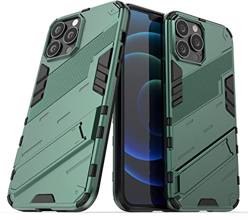 LOLFZ Case for iPhone 13 Pro Max, Armor Case with Stand Military Grade Protection Impact-Resistant Bumper Mobile Phone Cover for Apple iPhone 13 Pro Max (6.7 Inch) - Green