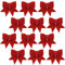 12PCS Red Christmas Bows for Tree Decorations, 5.5 Inch Glitter Wreath Bows, Xmas Tree Bowknot Ornaments
