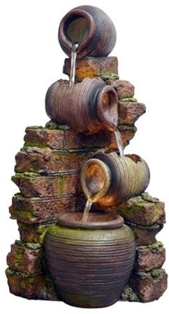 Tranquility Compact Moroccan Pots Mains Powered Water Feature With Water Tablets,Waterfall, Water Fountain, Garden Decoration, Garden Feature