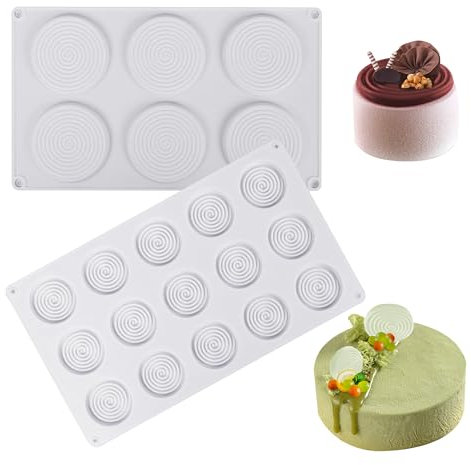 Silikonform Runde Spiralform aus Silikon - Antihafteigenschaft Spirale 3D Kreis Wirbel Seifen Form DIY Handwerk für Moderne Süßigkeiten Geeignet Hohe/Niedrige Temperaturen Mousse Cake Mold, 2Pcs