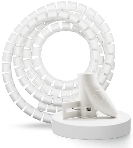 Flexowire Kabelkanal Kabelschlauch Kabelspirale mit Einfädelhilfe 2 m 30 mm Durchmesser Flexible Bündelweite zum Bündeln von Kabeln z.B. am Computer, TV, HiFi-Anlage schwarz