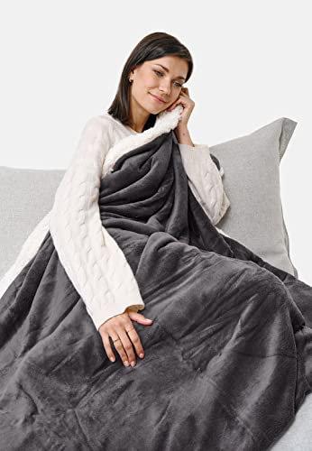 made2trade Weiche Kuscheldecke extra Dick & Warm Sofadecke - Wohndecke Sherpa Decke - aus fedeleichtem Coral-Fleece - Anthrazit- Gr. 130x170cm