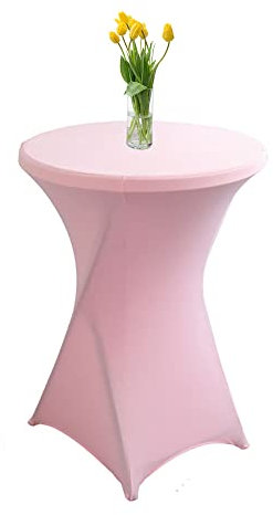 Highdi Stretch Stehtischhussen, Spandex Elastische Cocktail Tischdecken für Hochzeit, Geburtstagsfeiern, Party, Bankett, Heim Dekor (rosa,80x110cm)