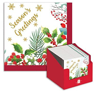 Giftmaker 20 Festive Traditional Christmas Holly & Ivy Disposable 2 Ply Party Napkins Kids Xmas Party