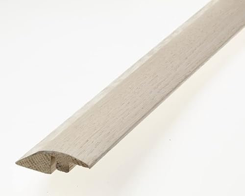 Adjustable 14mm to 18mm Ramp Reducer Threshold Door Bar for Solid & Engineered Wood Flooring (Off White Oak)