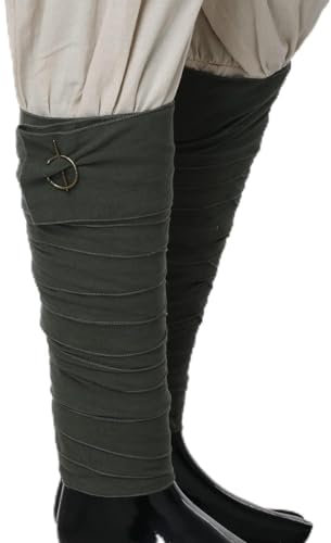 Mittelalterliche Wikinger-Herren-Wadenbeinbandagen mit Brosche Pins Piratengürtel Vintage Cosplay Kostüme(Länge: 380cm/149.61 inch) (Armeegrün)