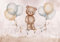 decomonkey Premium Fototapete Bär 350x256 cm Tapete Fototapeten Vlies Tapeten Vliestapete Wandtapete moderne Wand Wandbild Schlafzimmer Wohnzimmer Ballons Kinderzimmer Beige Braun