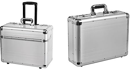 Alumaxx Pilotenkoffer Alukoffer Trolley Omega & 45114 Attachékoffer Taurus, Aktenkoffer aus Aluminium, Businesskoffer, Dokumentenkoffer, Alu-Koffer, Aluminiumkoffer ca. 46 cm, Silber, 46 x 34 × 16 cm