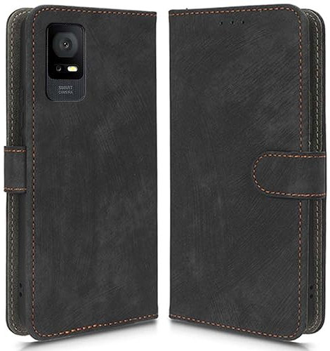 Custodia Compatibile con TCL 405/TCL 406/TCL 408/T506D, Blocco RFID Copertura Protettiva Pelle Magnetica Flip Cover Antishock Slot Carte e Supporto