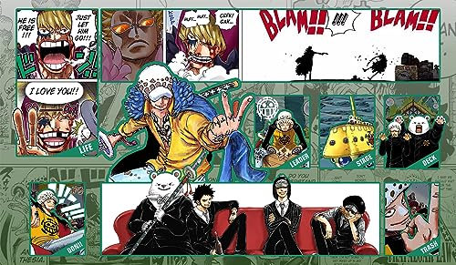 WAIFUWORLD SHOP One Piece Spielfeld Trafalgar D. Law Spielmatte mit Zonen | Trading Card Game Playmat kompatibel mit dem One Piece Trading Card Game | Kartenspielmatte im Trafalgar D. Law Motiv