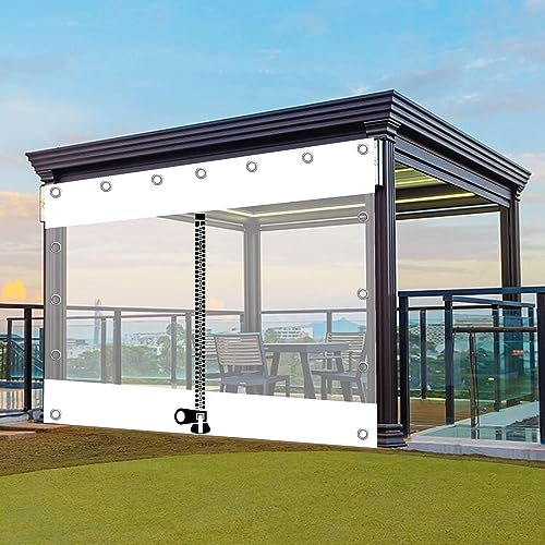 Bâche Blanche Transparente Panneaux Latéraux,Rideaux De Bâche Claire Imperméables,Pour Pergola Gazebo Patio Carport,Rideau De Séparation Bâche Étanche Avec Fermeture Éclair,W×H-1×0.8m(3.3*2.6ft)