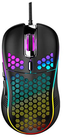 VILLCASE 2pièces Souris De Jeu Filaire Ergonomique avec Coque Nid Abeille RGB pour Pc Et Portable Design Et Durable pour Bureau Jeux