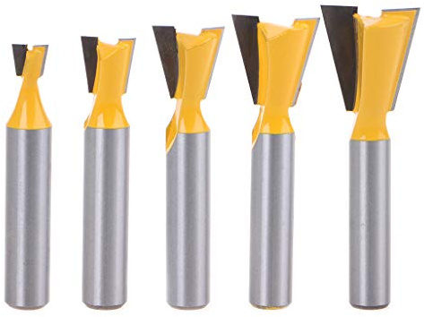 5pcs/Set 8mm Shank 14 Degree Grade Industrial Rod Dovetail Router Bit Swallow Ta Machine Accessories Sewing Kit Gym Organiser Supplies Bobbins Milling Tools Router Solid Surface Bits
