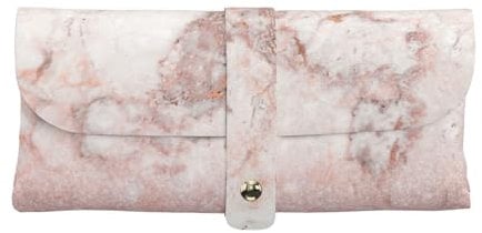 KemEng Faux Pink Rose Gold Glitter White Marble Ombre, Soft Eyeglasses Bag Anti-Scratch Spectacles Sleeve Portable Eyewear Case Pu Leather Sunglasses Case