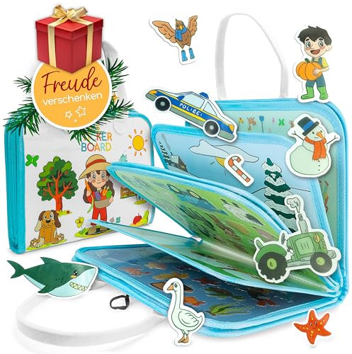 zoula kidz® Stickerbuch ab 3 Jahre - hochwertige, Wiederverwendbare Sticker ohne Klebstoff - Stickeralbum mit herausnehmbaren Seiten - Stickerheft [Busy Board kompatibel] - Sticker Book, Sticker Buch