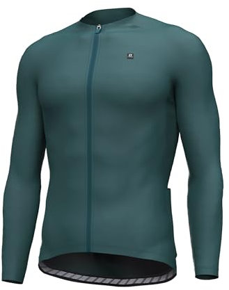 LAMEDA Cycling Jersey Men Long Sleeve Road Bike Bicycle Jersey Tops for Men MTB Breathable Comfortable Soft Elastic Green