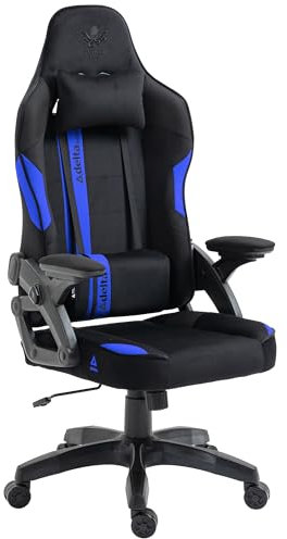 KRAKEN CHAIRS Chaise Gaming Tissu - Noir Bleu - Fauteuil Gamer Confortable Ergonomique - Réglable Accoudoir/Lombaire - Chaise Bureau Pivotante - pour Gamer Adulte Bureau - Chaise de Gaming