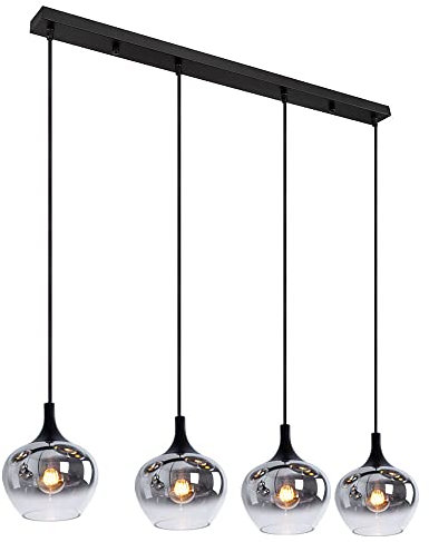 GLOBO Hängeleuchte Pendellampe Wohnzimmer Pendelleuchte Esstischleuchte Glasschirm, Metall, Fassungen 4x E27, H 120 cm