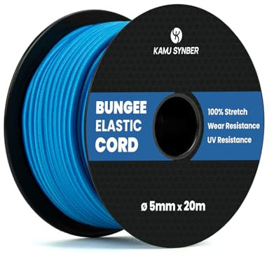Kamu Synber Gummiseil 5mm x 20m Expanderseil Spanngummi Spannseil Gummischnur für Anhänger, Sonnensegel, Plane | UV Beständig Wetterfest | Blau