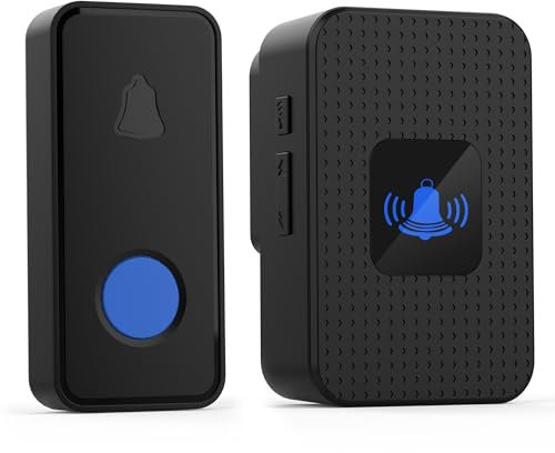 Wireless Doorbell, Waterproof Plug-in Door Chime Kit - 1000ft Range, 55 Ringtones, 5 Levels of Volume, LED Indicator, for Home Apartment, Black