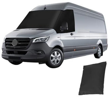 YWNYT Frontscheibenabdeckung für Mercedes Sprinter 2019–2024, 600D Verdunkelung, wasserdicht, Auto-Windschutzscheibenabdeckung, Frontscheibe, Sonnenschutz