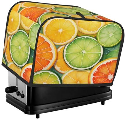 Mexpekil Colorful Orange Pattern 2 Slice Toaster Cover Waterproof Appliance Covers with Hanging Loop Dustproof Bread Toaster Protector for Kitchen