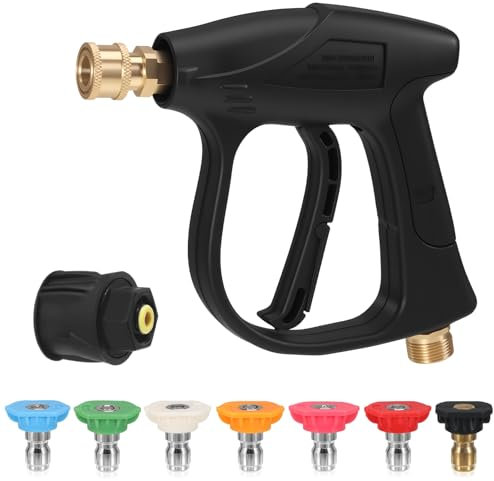 Manguera de jardín de alta presión M22, rosca interior de 14 mm, con 7 boquillas y conector de manguera de 1/4 pulgadas, adaptador para riego de jardín, lavado de coche