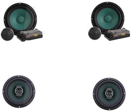 JKELPV Tweeters 1kit 6.5 Inch 2-way Car Audio Speaker Set Tweeter Sub Woofer 2-way Coaxial Horn 6.5” Treble Bass Kit With Divider