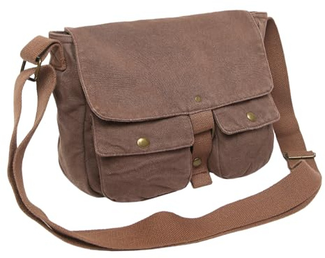 AFGWK School Vintage Canvas Messenger Bag for Men Crossbody Shoulder Bag Satchel Handbags(Brown)