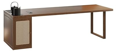 loeusjfnr Home-Office-Schreibtische Der Lange Arbeitstisch mit Teetisch im Büro des Chefs ist EIN modernes, Schlichtes Möbel aus Massivholz, das for Zuhause und Unternehmen geeignet(220x80x73cm)