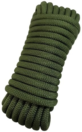 HUtzpah 8mm 5m (16Ft) Static Climbing Rope, Low Stretch, Army Green | Crafted from premium nylon, this sturdy rope bears up to 1700kg, ideal for outdoor emergency, hiking and rescue tasks