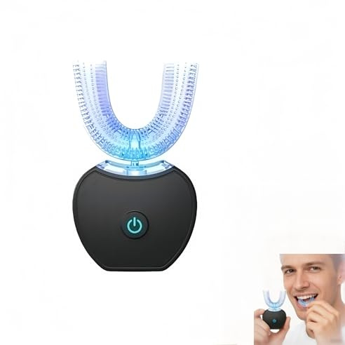 Cepillo de dientes Sonic Brush V5,Cepillo de Dientes Ultrasónico Automático Limpieza Automática De 360°,Diseño en Forma de U Eléctrico Ultrasónico Inalámbrico4 Modos,para Adultos (negro)