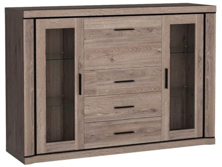 Masseno Kommode Malaga 157 cm Sideboard mit 3 Schubladen und 3 Türen für Wohnzimmer Schlafzimmer Modern 157x45x111 cm Braun