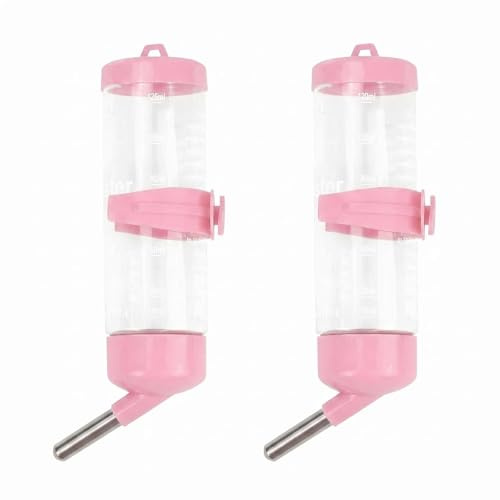 2 Pieces Hamster Water Bottle 125ml Pink Small Animal Water Dispenser | Pet Drinking Bottle Hamster Cage Accessories for Dwarf Hamsters Gerbils Mice Rats Guinea Pigs Rabbits Chinchillas