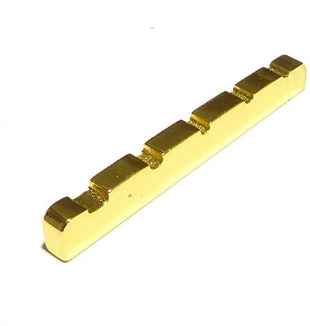 Metal/Brass guitar nut 5 string bass 45 mm x 3.5mm in Gold