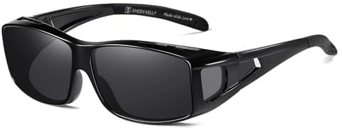 SHEEN KELLY Polarisierte Wrap Around Sonnebrillen für Autofahrer, Sonnebrillen für Herren Damen, Schwarz Nachtfahrbrille, Night Vision Goggles