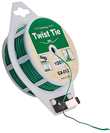 328 feet Green Multi-Function Sturdy Garden Plant Twist Tie with Cutter/ Cable Tie/Zip Tie/ Coated Wire 100m(1 PACK GREEN)