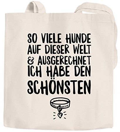 Jutebeutel Spruch so viele Hunde auf dieser Welt und ausgerechnet ich habe den Schönsten Hundebesitzer Baumwolltasche Stoffbeutel Moonworks, Schönsten Hund 1 Natur, unisize