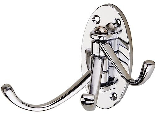 OUNONA Swivel Coat Hook Folding Solid Metal Heavy Duty Swing Arm Triple Hook Wall Mounted Hanger for Bathroom Kitchen Bedroom - Style B(Silver)