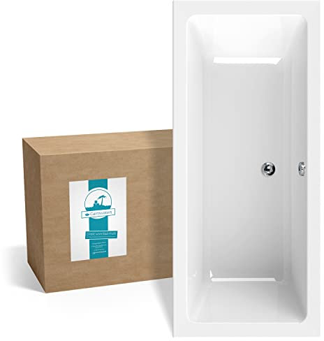 Calmwaters® Rechteck-Badewanne 170x75 cm, Acrylwanne Modern Select, Duo-Badewanne für zwei Personen, ergonomische Körperformbadewanne, Maße 170 x 75 cm, Rechteckbadewanne Weiß, 02SL3315