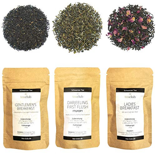 Schwarzer Tee Lose Probierset Geschenkset 3x 20g, Signature Collection Schwarztee Assam und Darjeeling Tee, TeaClub Black Tea