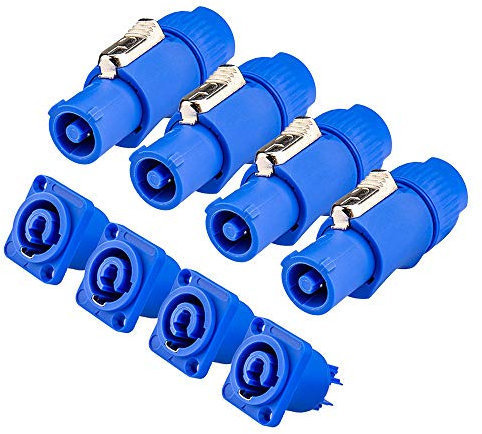 4Packung Powercon für Powercon Nac3fca Connector Einbaubuchse 3 Polig, Powercon Stecker Set Blau Verbinder Buchse Powercon Adapter für Powercon Kabel