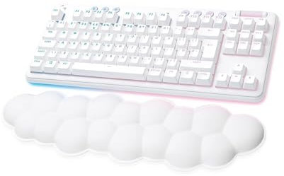 Logitech G G715 Tastiera Gaming Wireless con Luce RGB LIGHTSYNC, Velocità Della LUCE, Tactile Switch (Marrone GX) e Supporto Per Tastiera, Compatibile con PC e Mac - Bianco, QWERTY