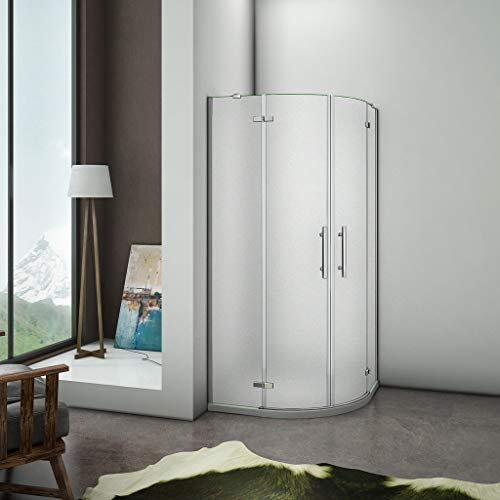 Aica box doccia 80x80x195cm semicircolare porta battente anticalcare vetro temperato opaco 6mm