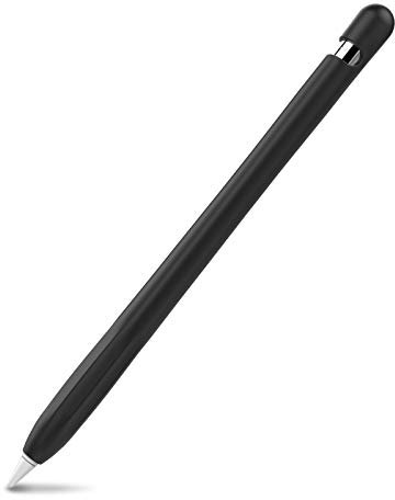 AHASTYLE Apple Pencil 1 custodia in silicone con maniche antiscivolo [cavo adattatore Tether aggiunto] compatibile con Apple Pencil 1 generazione (1 pacco, nero)