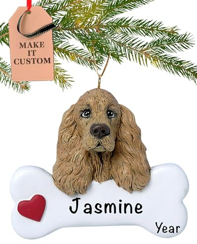 Hunde-Weihnachtsbaumschmuck 2020 - Personalisierte Hunde-Ornamente für den Weihnachtsbaum - Polyresin Cocker Spaniel Hund Weihnachtsschmuck Cocker Spaniel Hund Ornament - Cocker Spaniel Geschenke