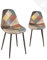 KAYELLES Lot de 2 - Chaise Patchwork mulitcolore rembourrée Salon Salle à Manger, Pieds métal Ton Bois foncé Nova