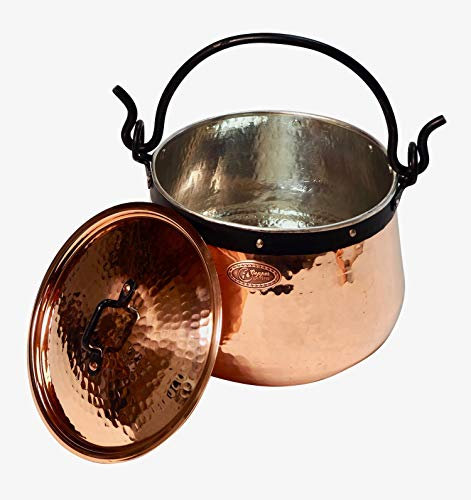 CopperGarden Kupferkessel 20 L mit Henkel & Deckel - Hexenkessel I Robuster Kessel aus verzinntem Kupfer: Ideale Wärmeleitung I Lebensmittelechter Feuerkessel für Gulasch/Glühwein uvm.
