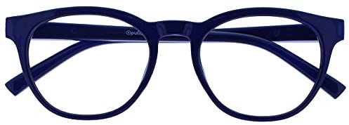 OPULIZE Blu - Occhiali Filtro Luce Blu Montatura Tonda Fashion Cerniere a Molla Migliorano il Sonno Gaming Computer Anti Riflesso Blu Uomo Donna B5-3 +0.00