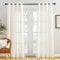 PONY DANCE Leinenoptik Vorhänge im Landhausstil Gardienen 2-Set H 210 x B 132 cm Wohnzimmer Deko Ösenvorhang Halbtransparent Hellbeige